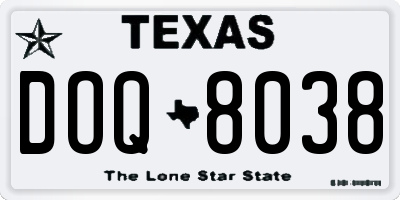 TX license plate DOQ8038