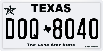 TX license plate DOQ8040