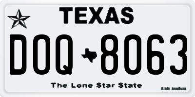 TX license plate DOQ8063