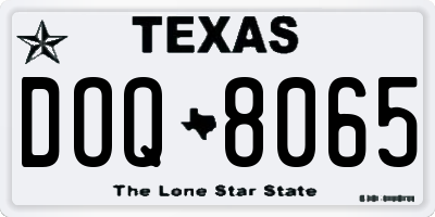 TX license plate DOQ8065