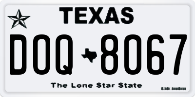 TX license plate DOQ8067