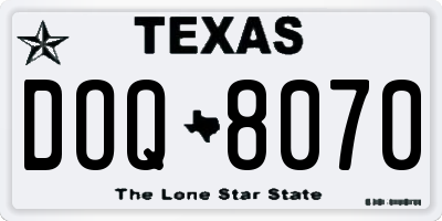 TX license plate DOQ8070