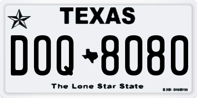 TX license plate DOQ8080