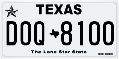 TX license plate DOQ8100