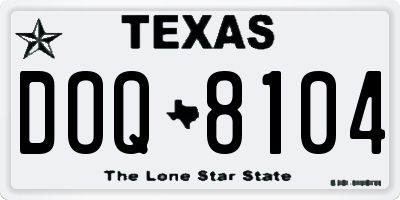 TX license plate DOQ8104