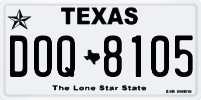 TX license plate DOQ8105