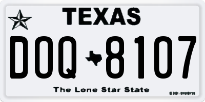 TX license plate DOQ8107