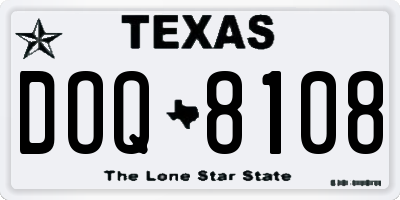 TX license plate DOQ8108