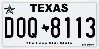 TX license plate DOQ8113