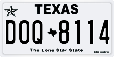 TX license plate DOQ8114