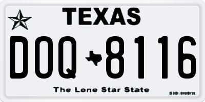 TX license plate DOQ8116