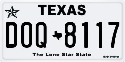 TX license plate DOQ8117