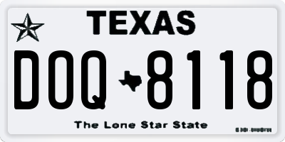 TX license plate DOQ8118