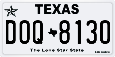 TX license plate DOQ8130