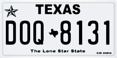 TX license plate DOQ8131