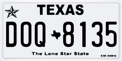 TX license plate DOQ8135