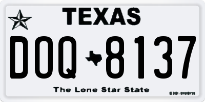TX license plate DOQ8137