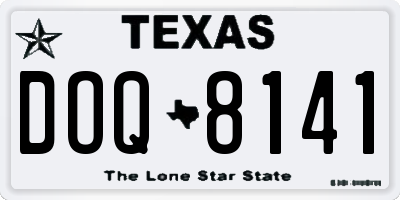 TX license plate DOQ8141