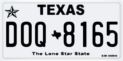 TX license plate DOQ8165