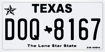 TX license plate DOQ8167