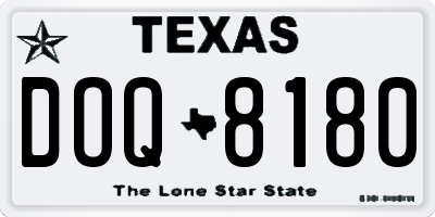 TX license plate DOQ8180