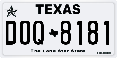 TX license plate DOQ8181