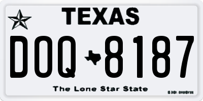 TX license plate DOQ8187