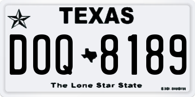 TX license plate DOQ8189