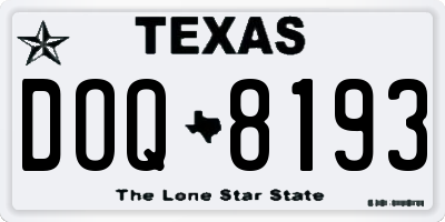 TX license plate DOQ8193