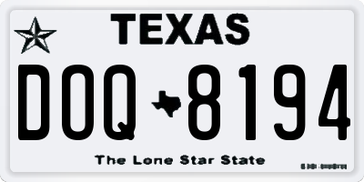 TX license plate DOQ8194