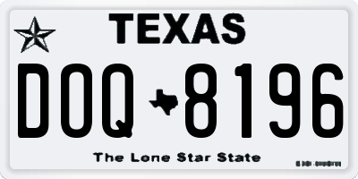 TX license plate DOQ8196