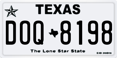 TX license plate DOQ8198