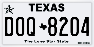 TX license plate DOQ8204