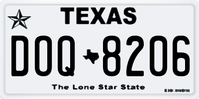 TX license plate DOQ8206