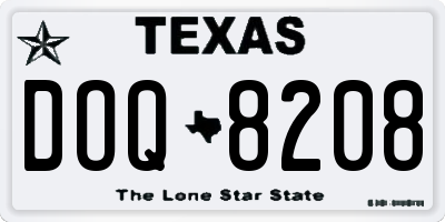 TX license plate DOQ8208