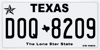 TX license plate DOQ8209