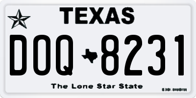 TX license plate DOQ8231