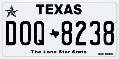 TX license plate DOQ8238