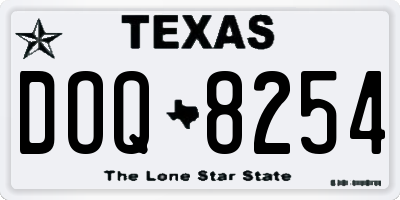 TX license plate DOQ8254
