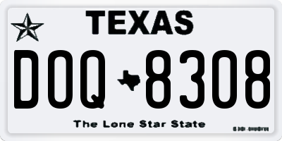 TX license plate DOQ8308