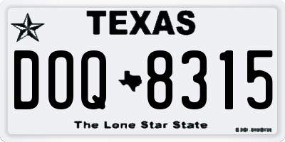 TX license plate DOQ8315