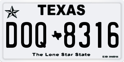TX license plate DOQ8316