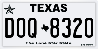 TX license plate DOQ8320