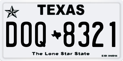 TX license plate DOQ8321