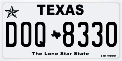 TX license plate DOQ8330