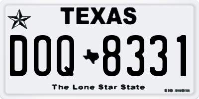 TX license plate DOQ8331