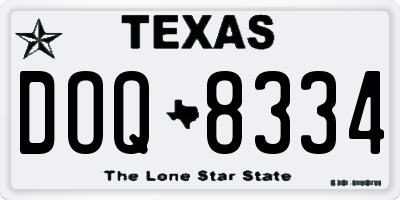 TX license plate DOQ8334