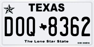 TX license plate DOQ8362