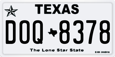 TX license plate DOQ8378