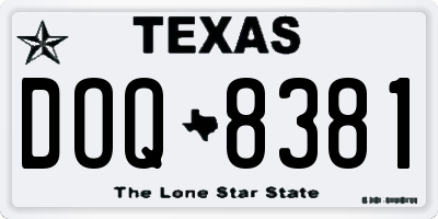 TX license plate DOQ8381